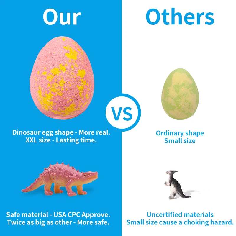 Wholesale Kids Spa Products Bubble Bath Organic Vegan Dino Bathbombs Dinosaur Eggs Bath Bombs With Surprise Toys Inside