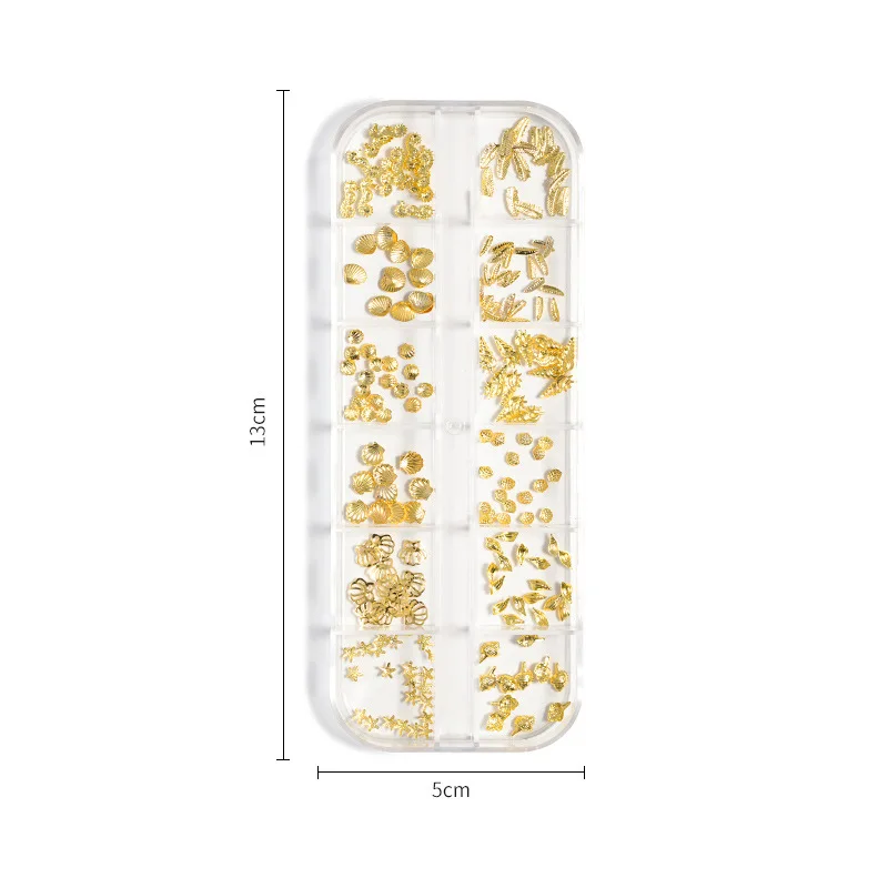 Nail Art Long Bar Box Metal Rivet Diamond Rhinestones Different Size Steel Ball Moon Marine Nail Art