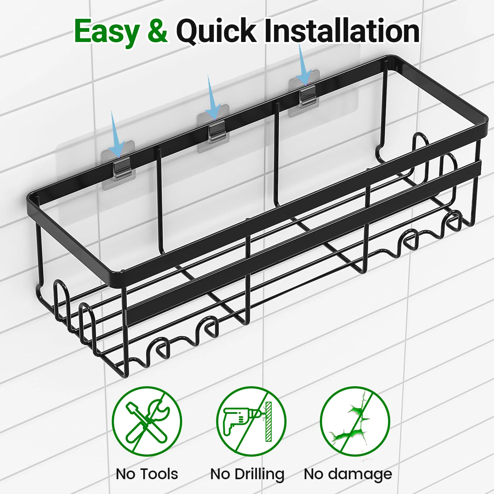 Hanging Bathroom Shelves Storage Rack Corner Shower Caddy No Drilling Adhesive Shower Caddy Bathroom Orgianzer
