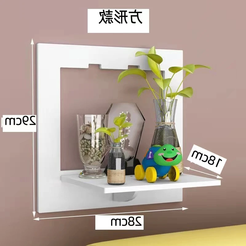 Wall Organizer Shelf Set Punch Bedside Display Stand Rack Mounted Flower Pot Holder TV Background Room Decoration