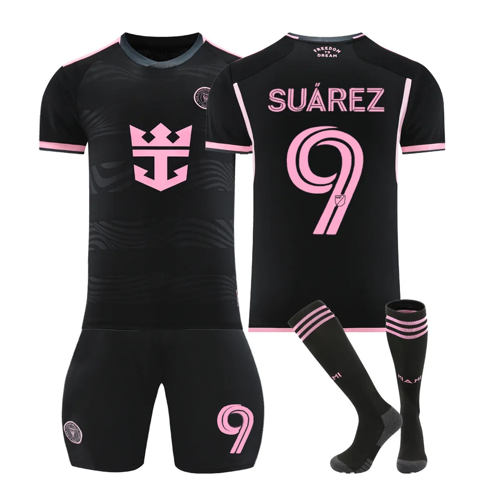 Wholesale of new Miami home and away pink Messi jersey size 10 football jersey, size 9 customized Suarez jersey by manufacturers