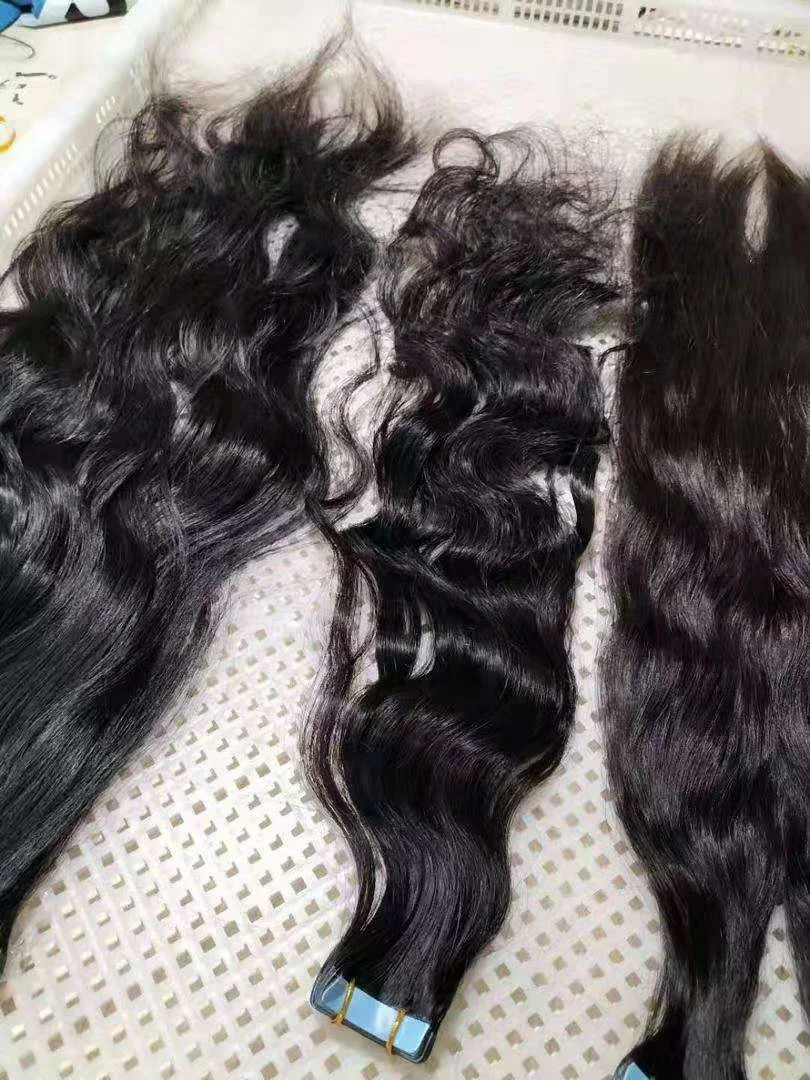 Wholesale Cuticle Aligned Human Hair Extensions Tape Hair Extensions Natural Body Wavy Virgin Hair
