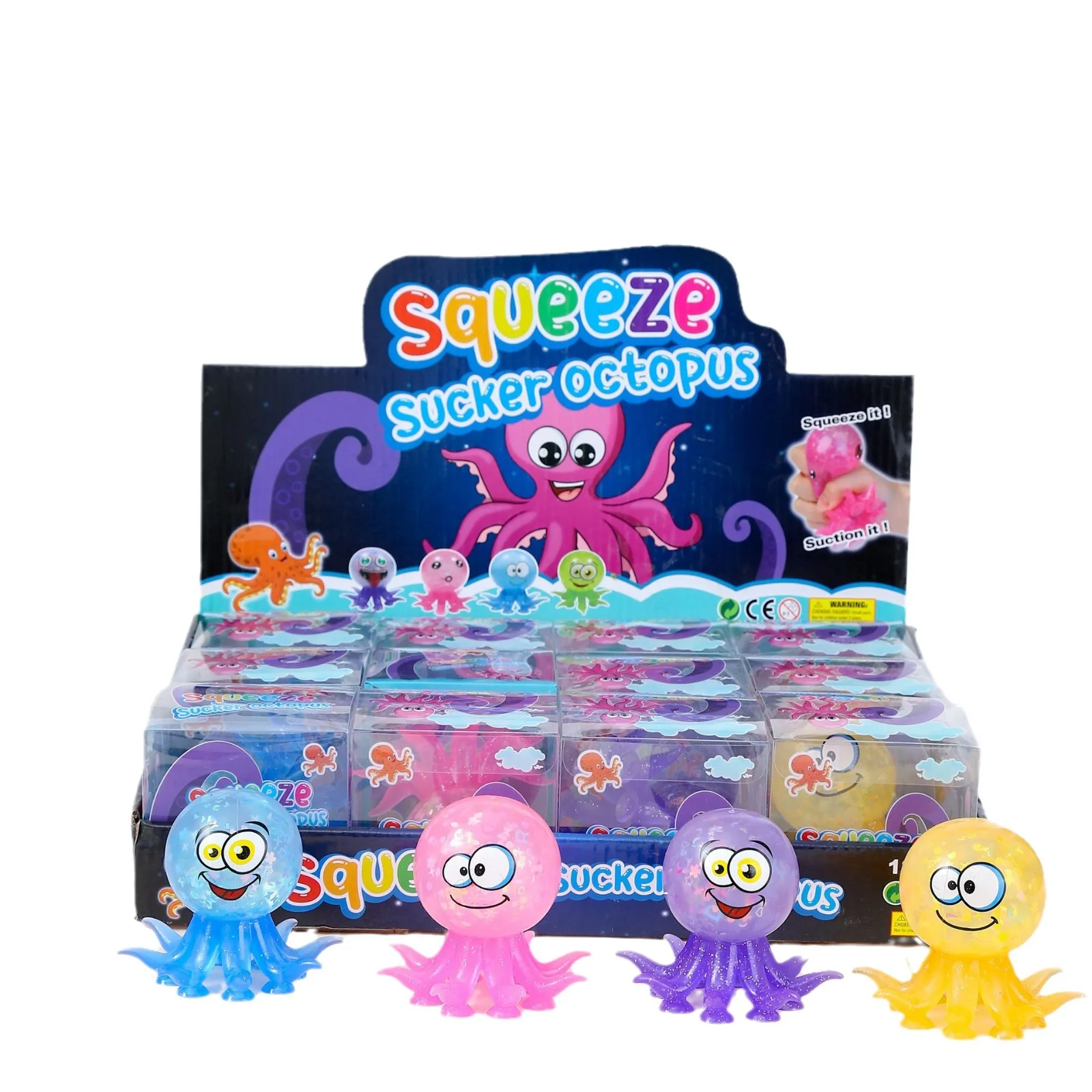 Wholesale Cute Flashing TPR Rubber Octopus LED Light Squeeze Toy Age Range 5-7 Years Kids Decompression Toy with Stretch Feature