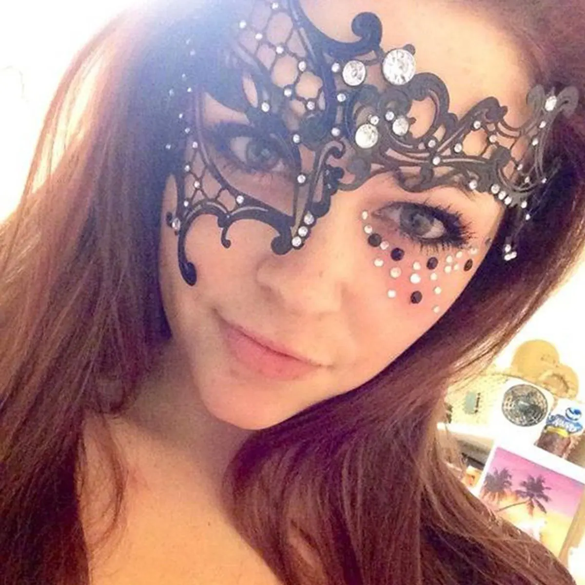 PVC Mask Scary Novelty Mask Halloween Party Metal Masks With Diamond