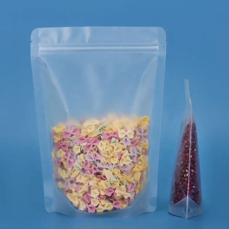 Ziplock Stand Up Food Starch Packaging Matte Plastic bean Pouch transparent Bag