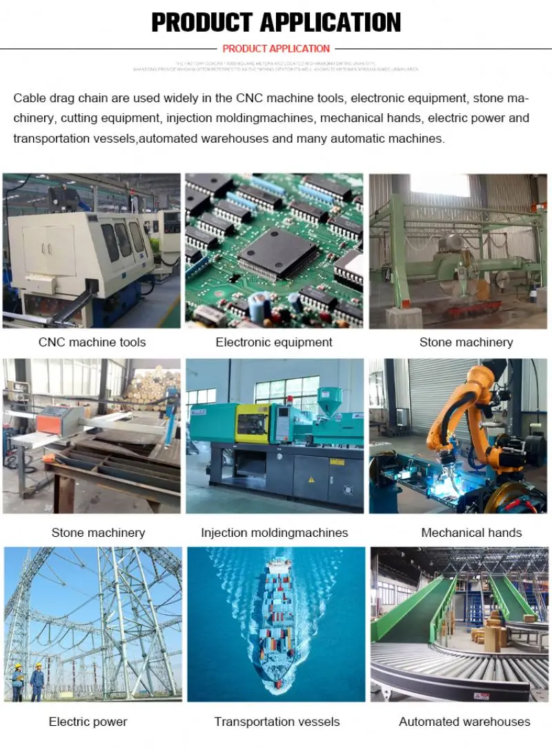 Heavy duty long travel plastic drag chain for cnc