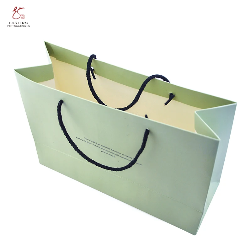 Custom UV Matte Green Clothings Shopping Paper Bag Printing Gift  Recycled Gift Paper Bags With Handle