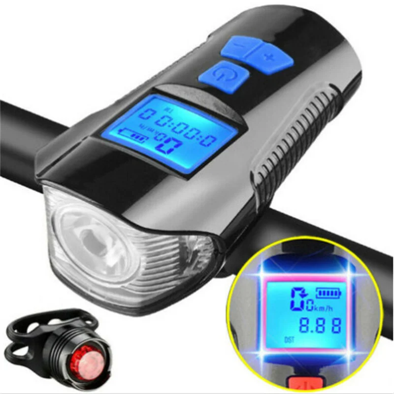 5 Modes Usb Rechargeable Waterproof Led Bicycle Light With Horn And Speed Counter,Bicycle Accessories