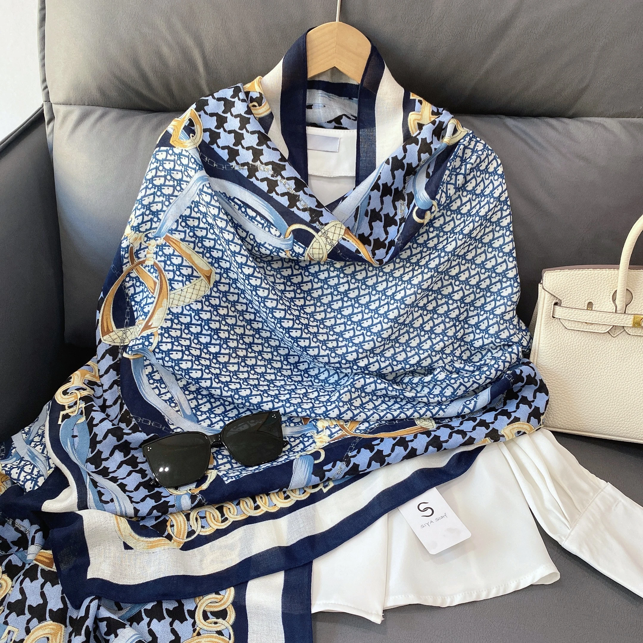 Factory Custom New Arrival Fashion Woman Ladies Print soft Hijabs Head scarf Cotton scarf for women