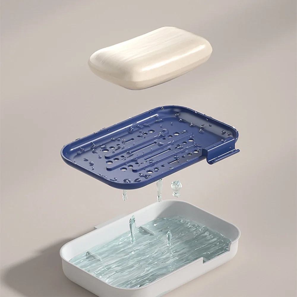 Soap Holder Soap Dish for Shower Suction Cup Wall Mounted NO-Drilling Self Draining Removable Waterproof Strong Vacuum Suction B