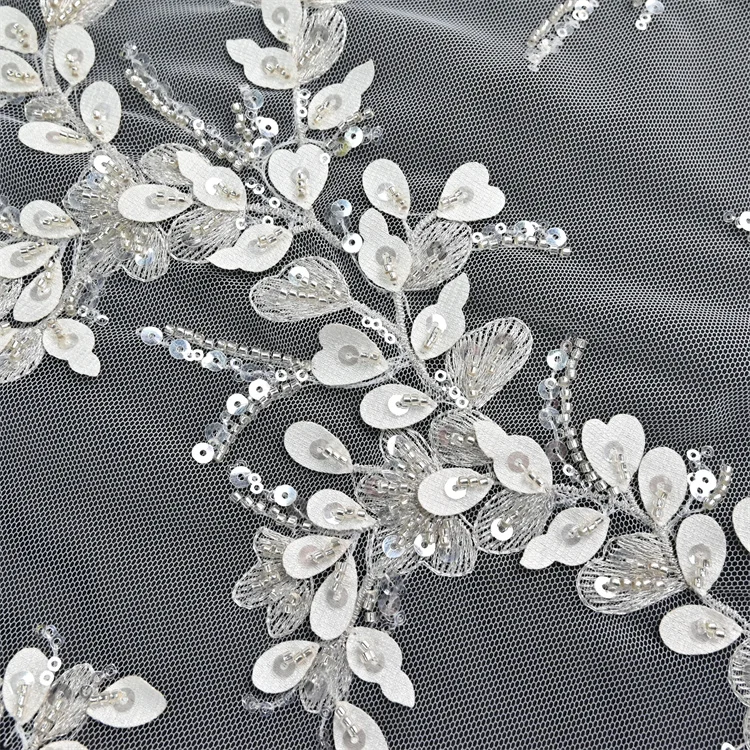 New arrival fashion sexy elegant luxury wedding lace beaded french lace fabric with sequins for wedding dress