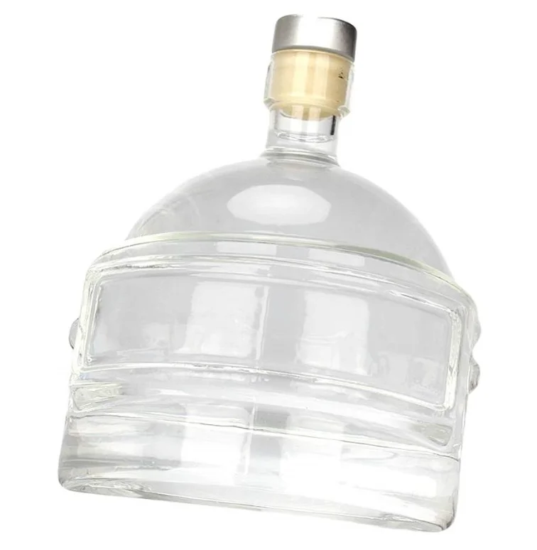 600 мл стеклянная бутылка для водки и виски в форме шлема подарочные Стеклянные бутылки с верхней