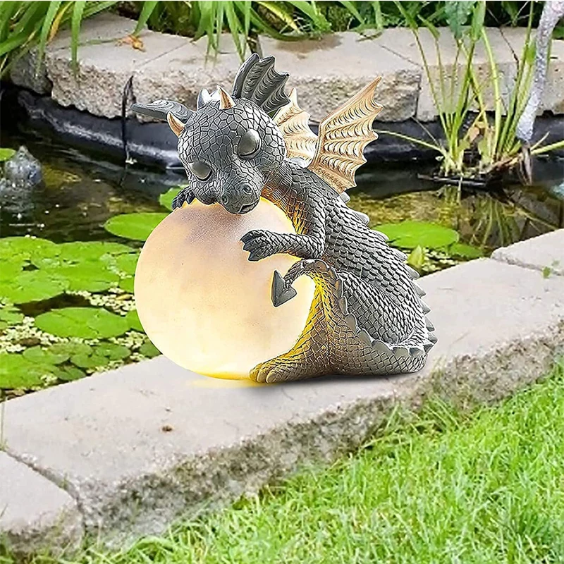 Уличная Статуэтка на солнечной батарее статуэтка Dargon с мячом для глаз светодиодные садовые фонари украшения внутреннего двора