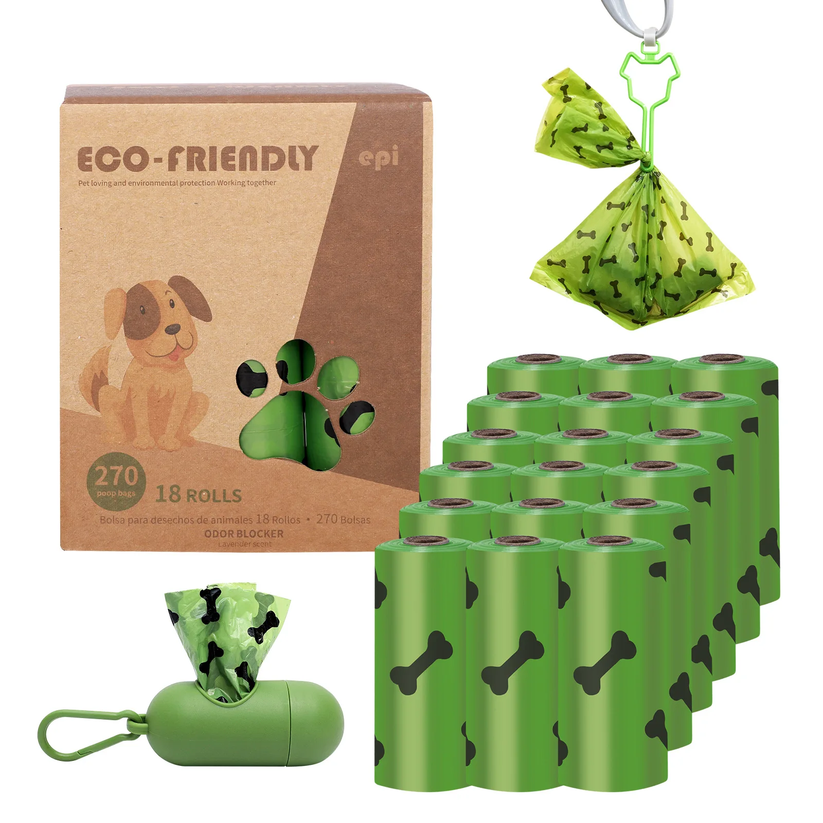 Amazon-pet Best Seller Compostable Environment-friendly Scented 100% Pet Waste Bio Degradable Compostable Pet Dog Poop Bag 240 B