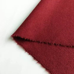 stock lot 100% luxury Wool brushed fabric red color 520GSM woolen fabric for clothing