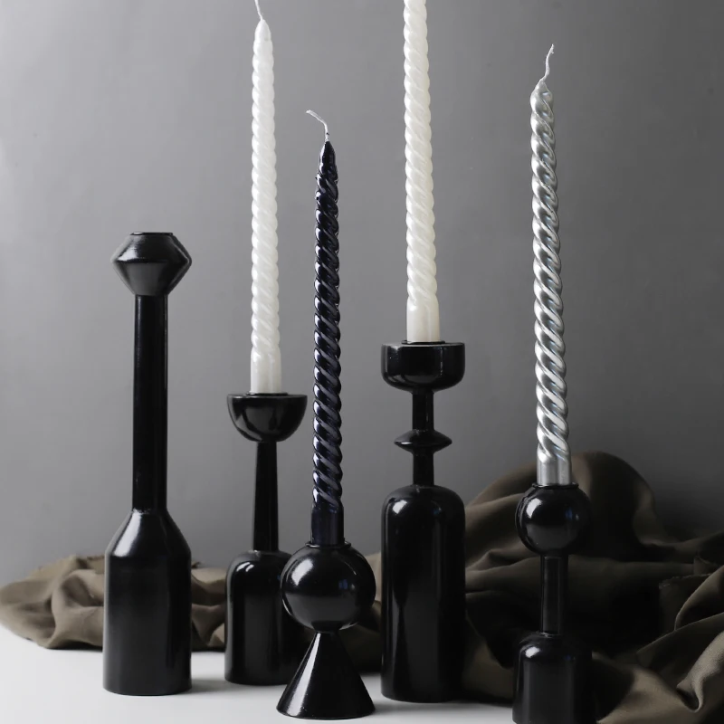 Nordic Classic 4Pcs/Box Thread Cone Candle Romantic Dinner Table Taper Wax Candles Luxury