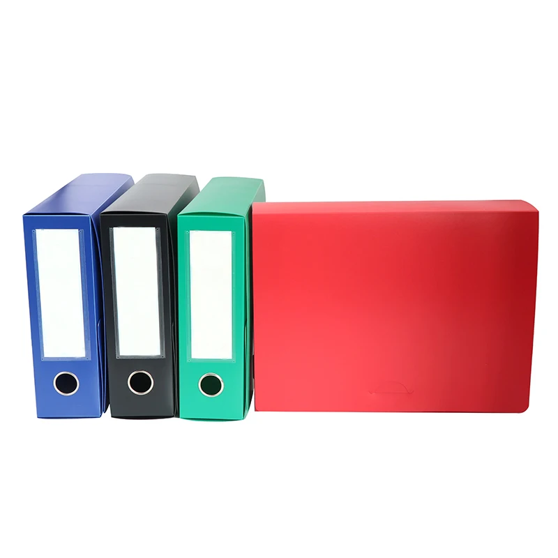 High Quality A4 Size PP Solid Color Foldable File Box Plastic Document Box File Folder for Office Stationery