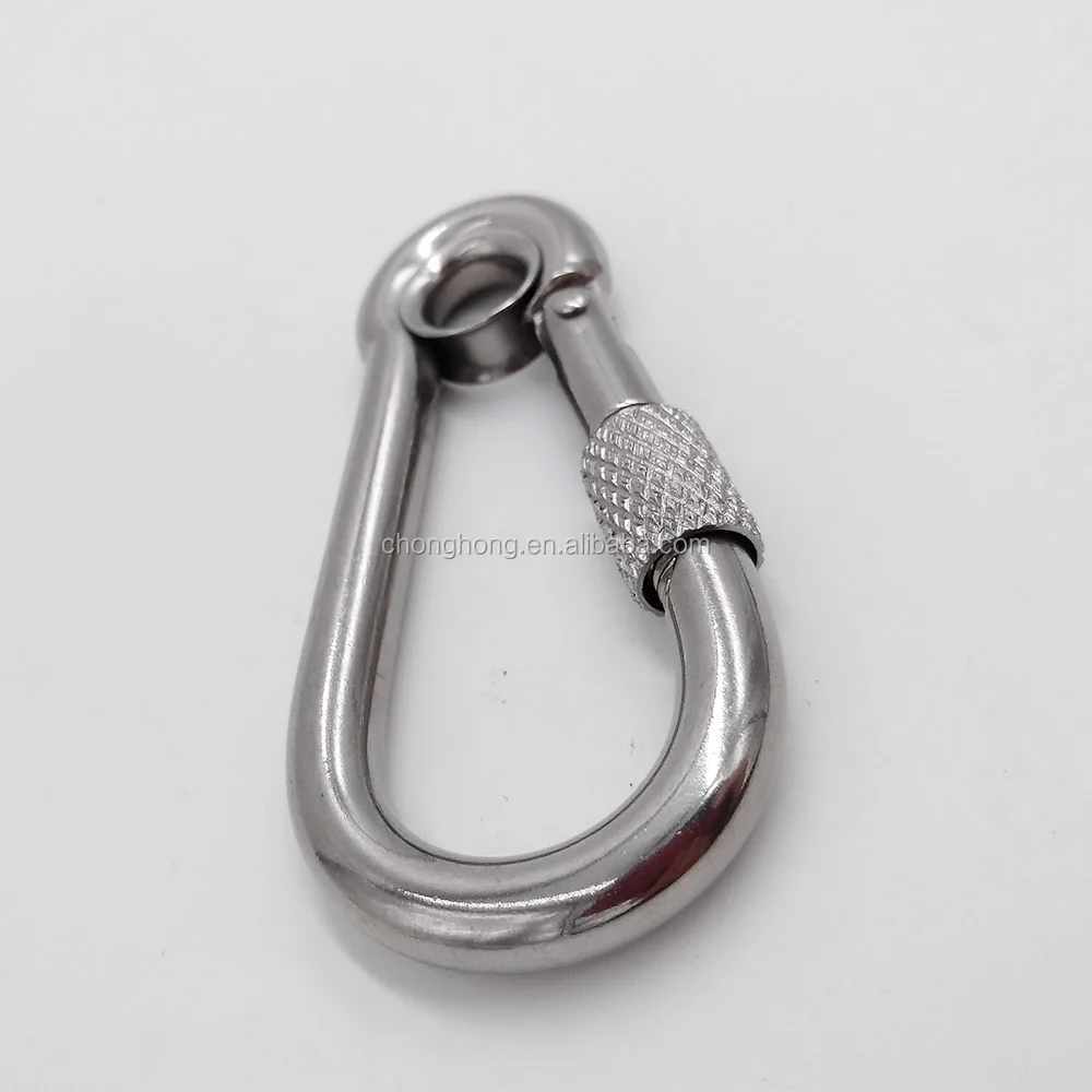 Heavy Duty Stainless Steel Eye Snap Hook with Screw Locking SS304 SS316 Carabiner Clip Spring Snap Clip Link Hooks