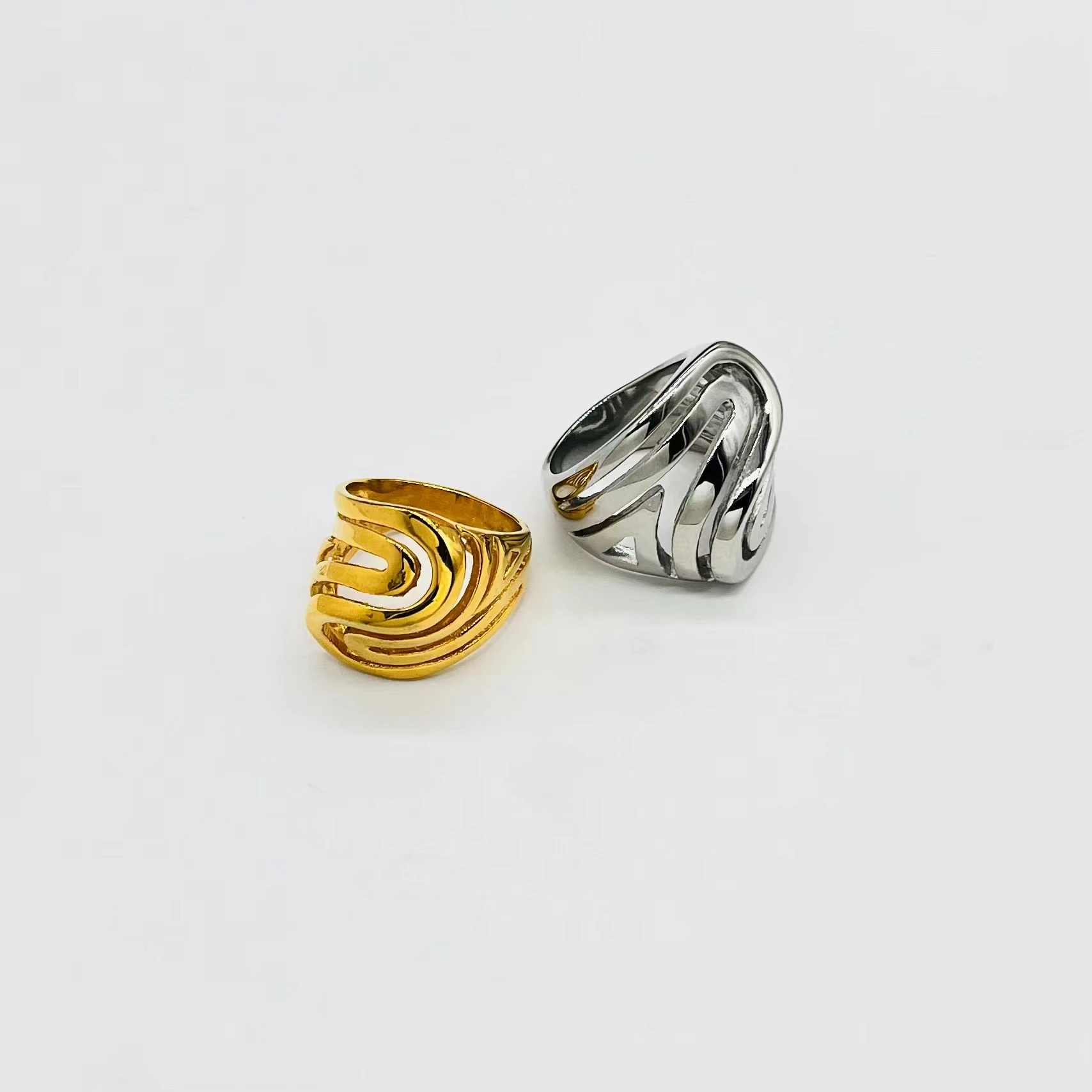 HC Wholesale Jewelry new custom ring silver and 18k gold luxury ring European and American creative personality ring for men