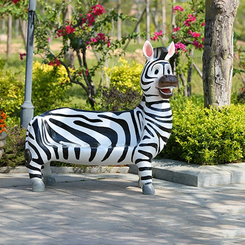Life Size Fiberglass Animal Seat/ Large Fiberglass Animal Chair Statue for Sale/ Resin Fiberglass Animal Horse Seat