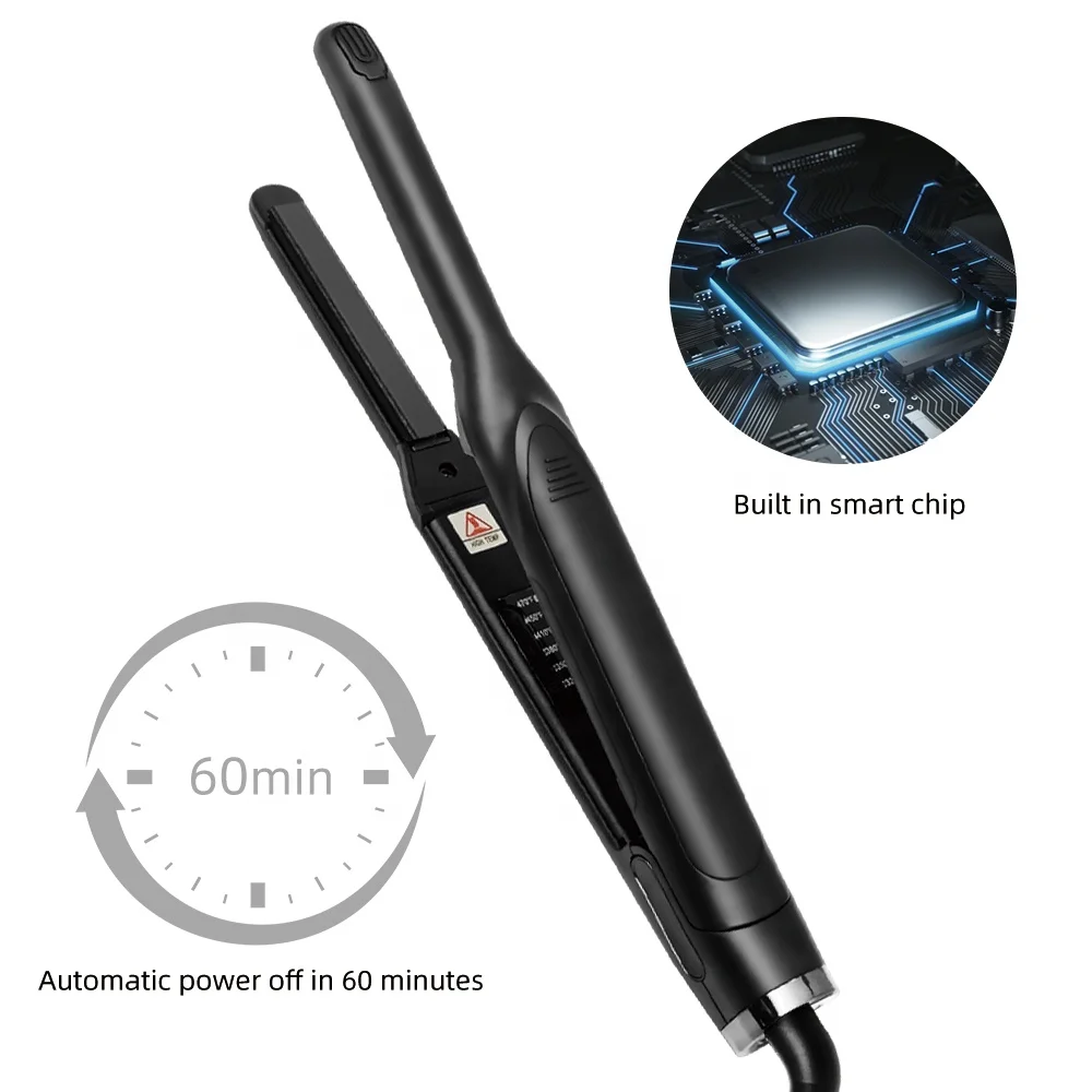 Hair Salon Equipment LCD Display Dual Voltage Private Label Flat Iron Hair Straightener Black OEM Nano Ceramic Hair Iron
