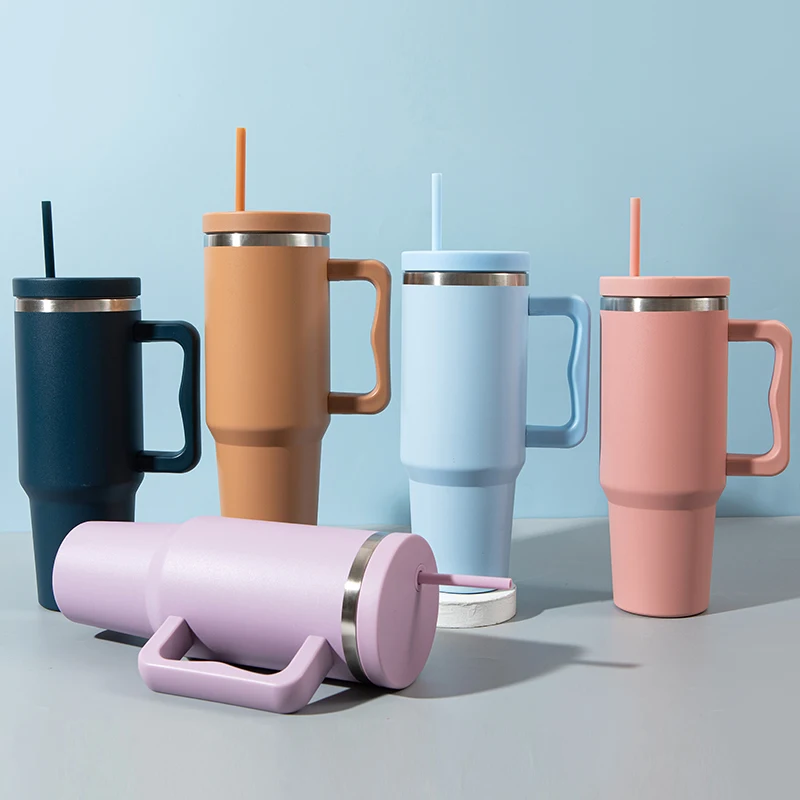 new design  hot sale double wall stainless steel vacuum insulated 40 OZ tumbler  outdoor travel mug with handle