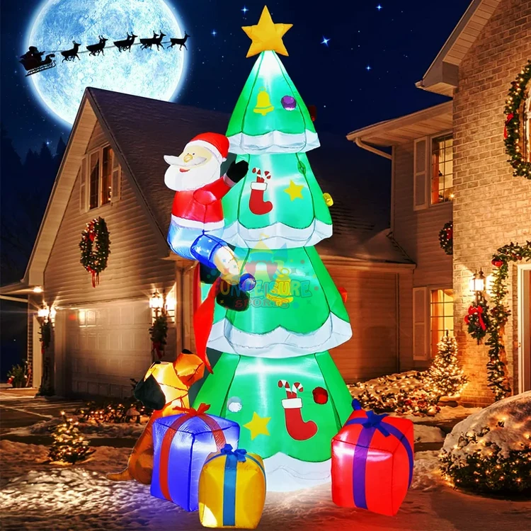 Large lighted outdoor blow up advertising holiday decor for yard 10ft inflatable christmas tree