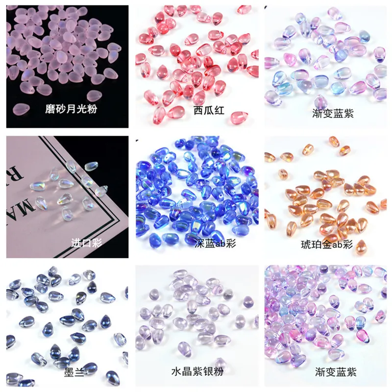 6*9MM Waterdrop Bead Charms for DIY Jewelry Making,Transparent Sparkling Crystal Teardrop Bead Assortments Glass Ornaments