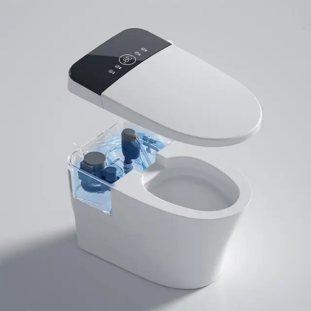 Home Hotel Restaurant Washroom Pitch 300mm No Water Pressure Siphon Bathroom Ceramic S Trap one Piece Smart Toilet