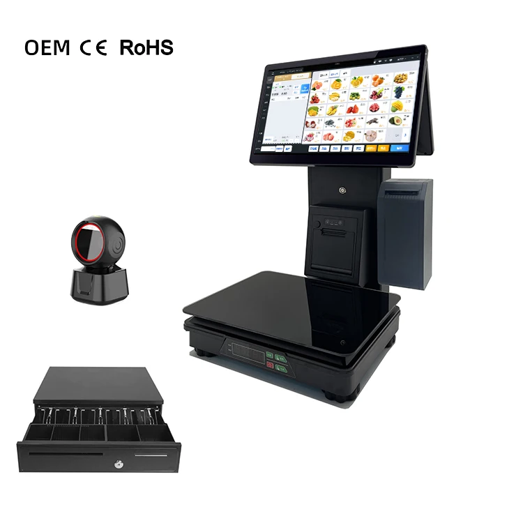 Factory Latest Ai Recognition Label Barcode Printing Touch Screen Display Pos Weighing Ai Label Scale for Supermarket