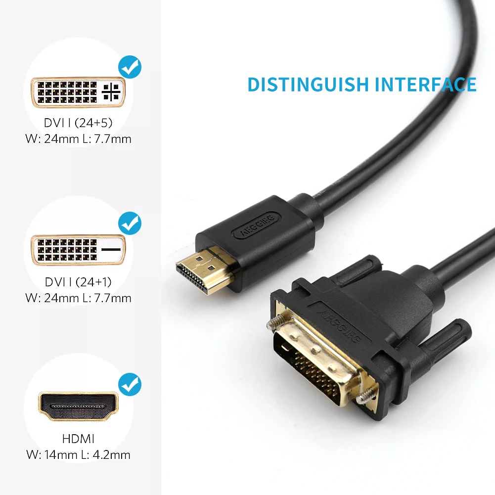 Best Selling 24k Gold Plated Dvi cable 24+1 Pin Hdmi to Dvi cable 1m 2m High Speed 1080p HD Dvi to Hdmi Cables