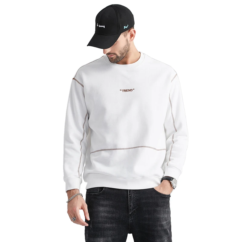 Новинка от производителя, Модный хлопковый свитшот с контрастной строчкой и круглым вырезом, с принтом логотипа на заказ