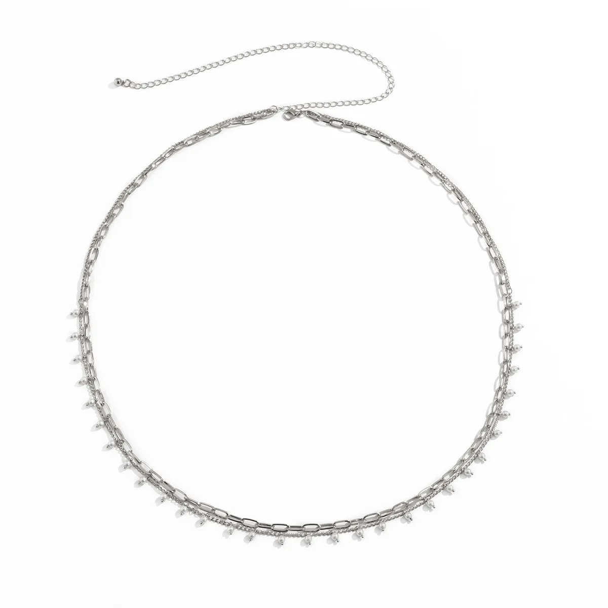  Trendy Body Jewelry Imitation Pearl Waist Chain Retro Link Multi Layer