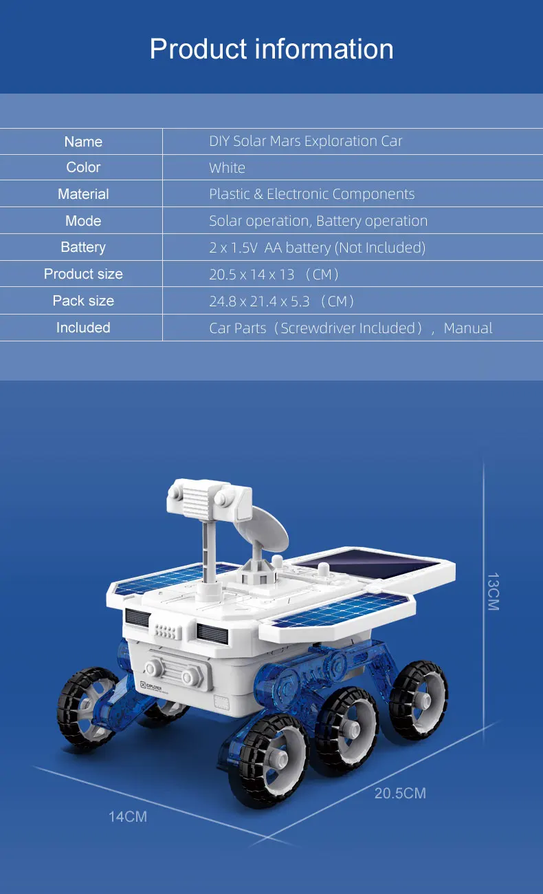 
RTS Mars rover kids diy solar toy robot exploration vehicle new toys 2021 STEM educational 