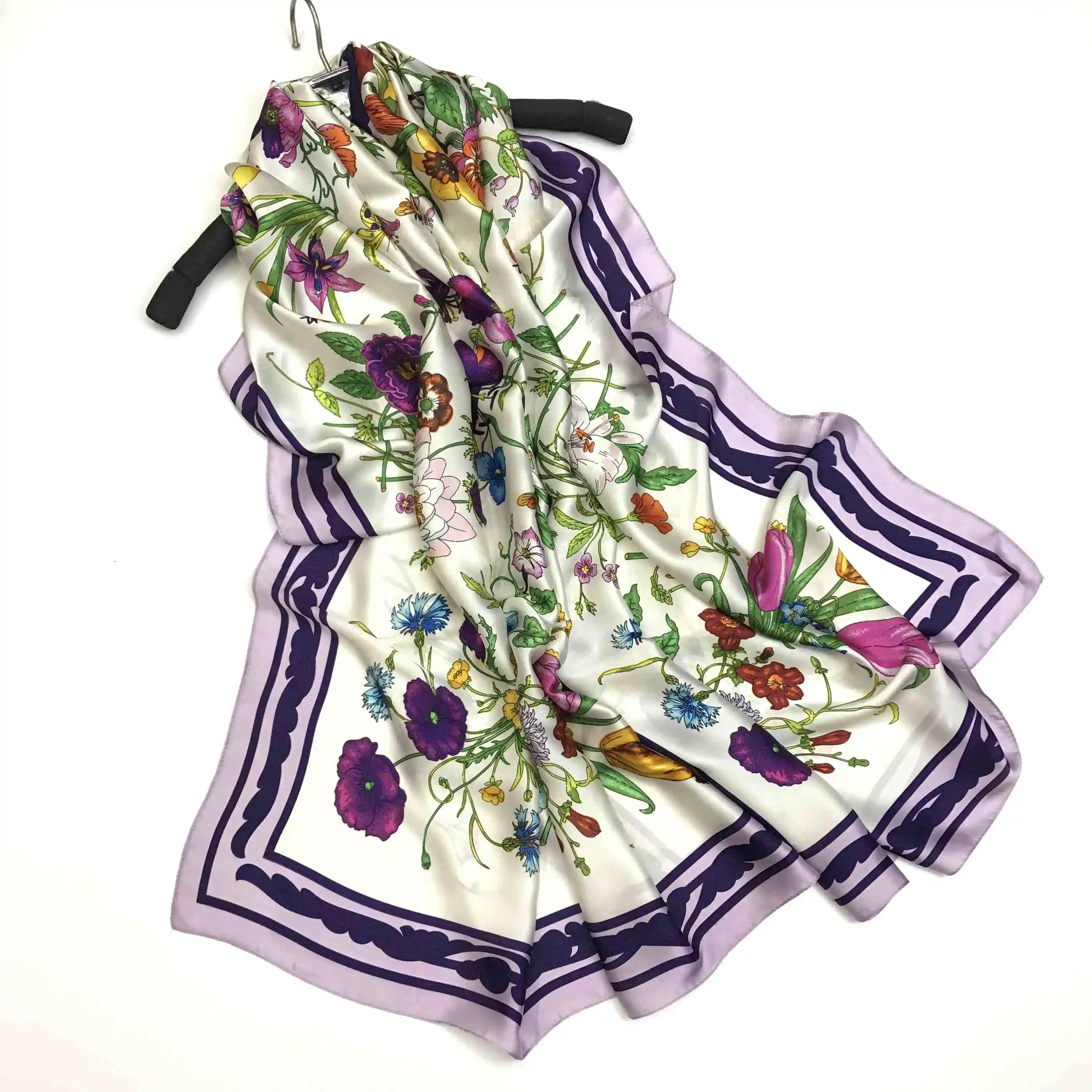 New Factory Direct Hot Sale Luxury Band Silk Long Scarf Custom Printed Lady Silk Scarf Wholesale Cheap Turkey Hijabs