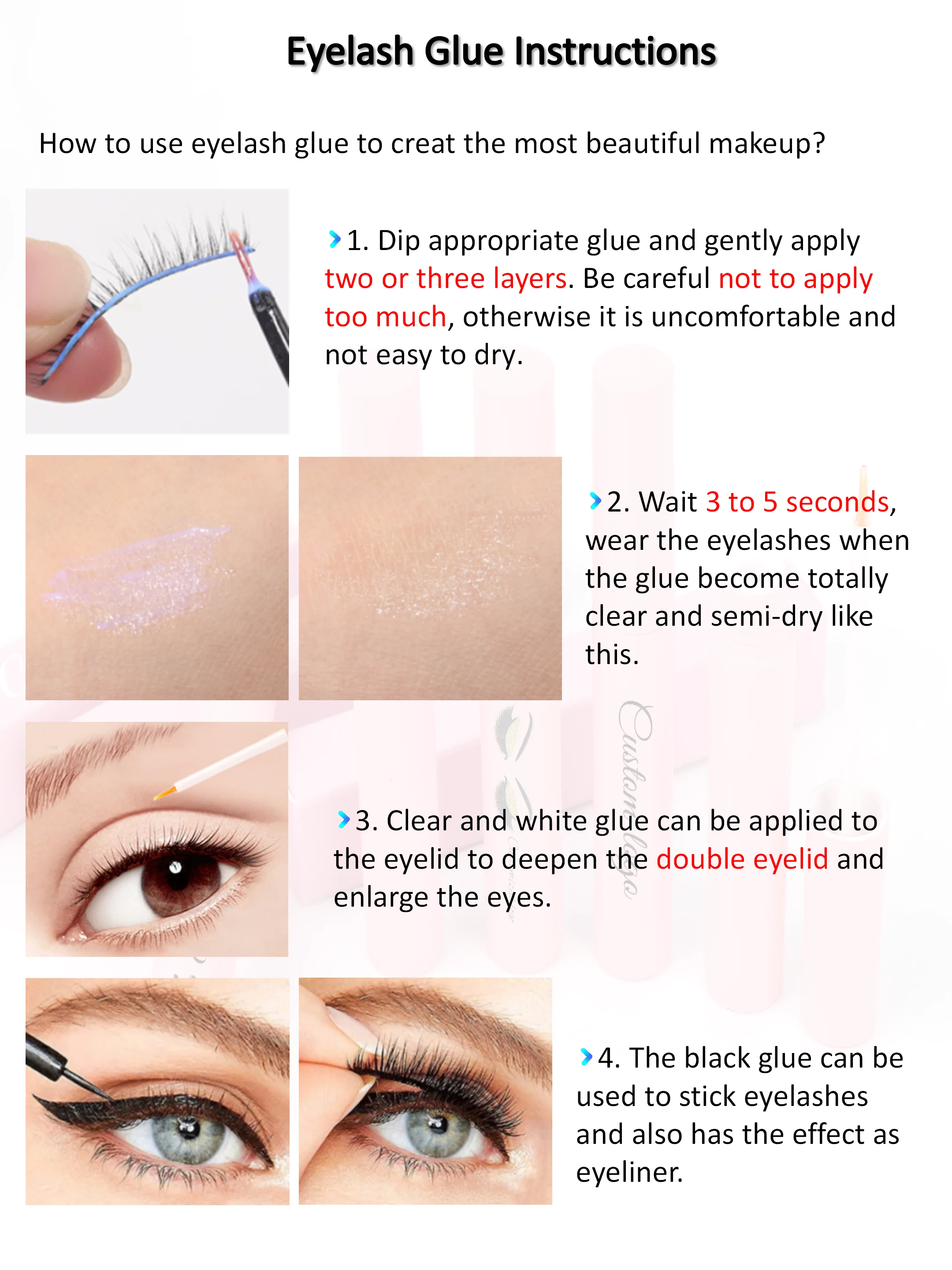 Personalized Waterproof Lash Strip Eyelashes Customized Design Diy Self Eyelash Adhesive Glue wholesale DIY Lash Glue 5g
