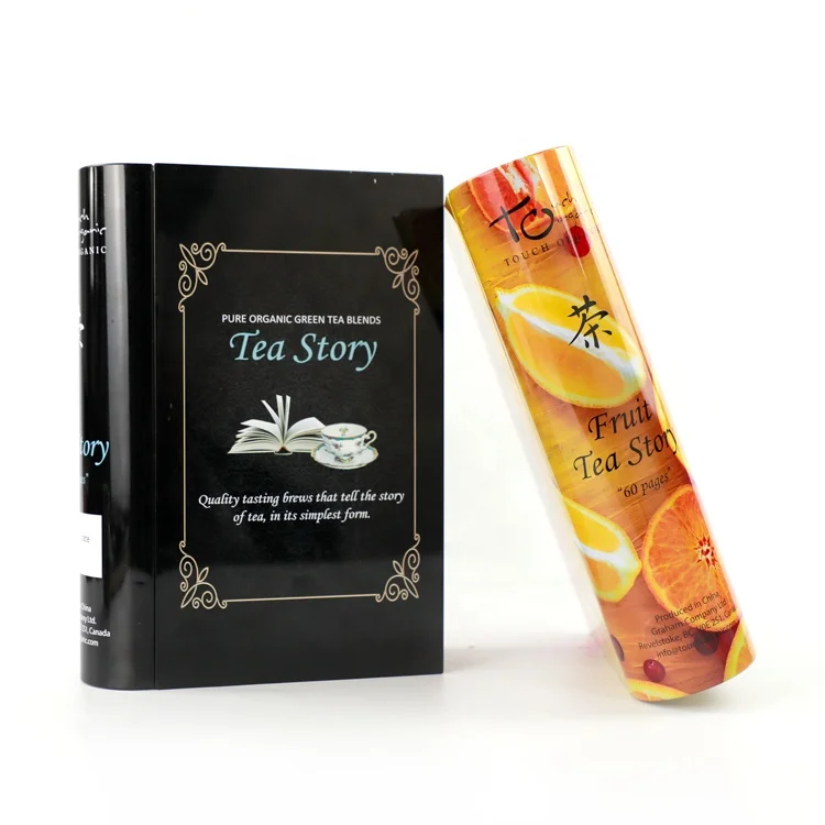 customized decorative food grade book shape metal packaging chinese tea tin
