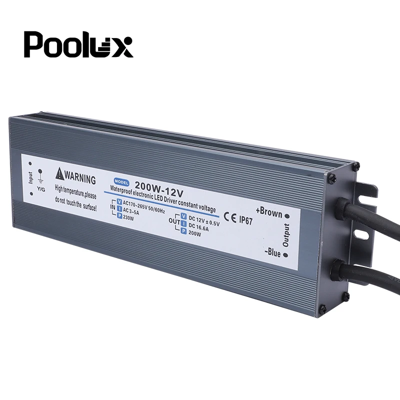 Slim DC Transformer for Swimming Pool Waterproof IP67  DC 12V 24V Switch Power Range of 60-400W Safe Transformer