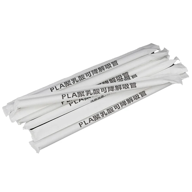 Colorful Compostable PLA Straws Eco-Friendly Disposable 230cm Straws Home Travel Camping Bar Party Use straws individually wrap