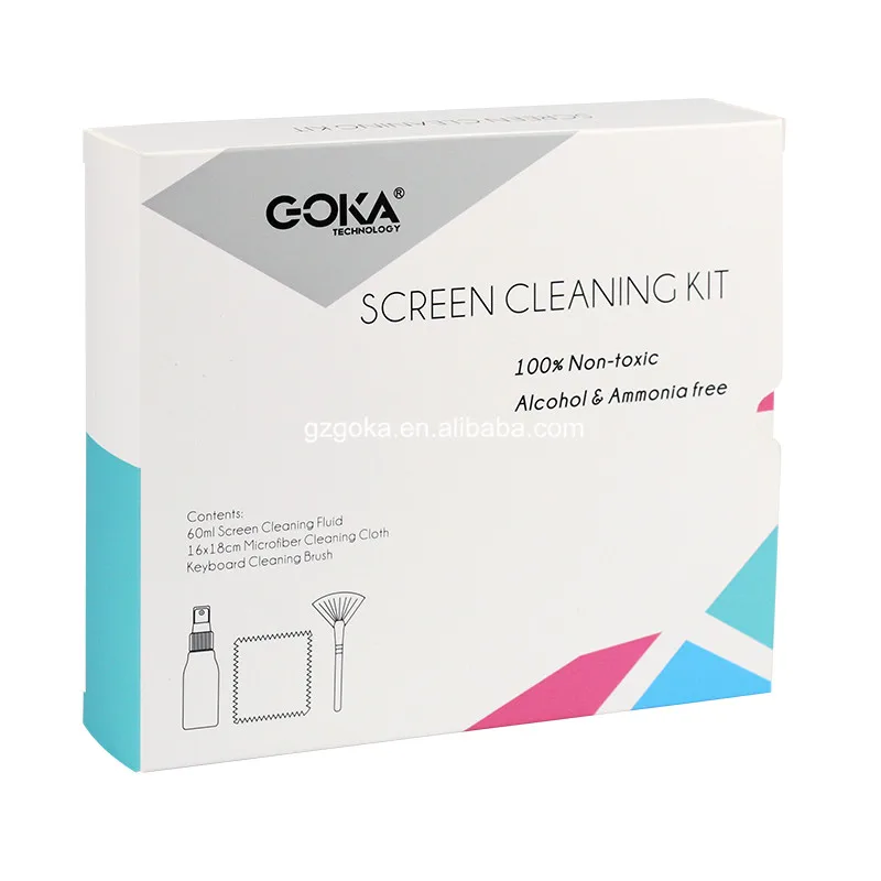 Индивидуальная Бумажная коробка 3 в 1, набор для чистки экрана для компьютеров, планшетов, мобильных телефонов, даже для стекла и камеры объектива.