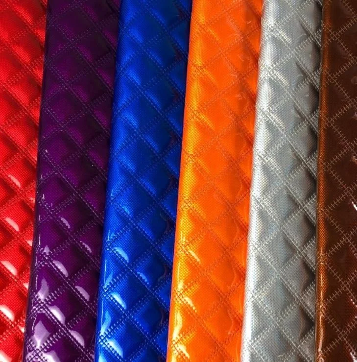 Customized Embroidery Quilted Diamond Stitched Leather PVC Synthetic Leather Materials For Car Seat Covers