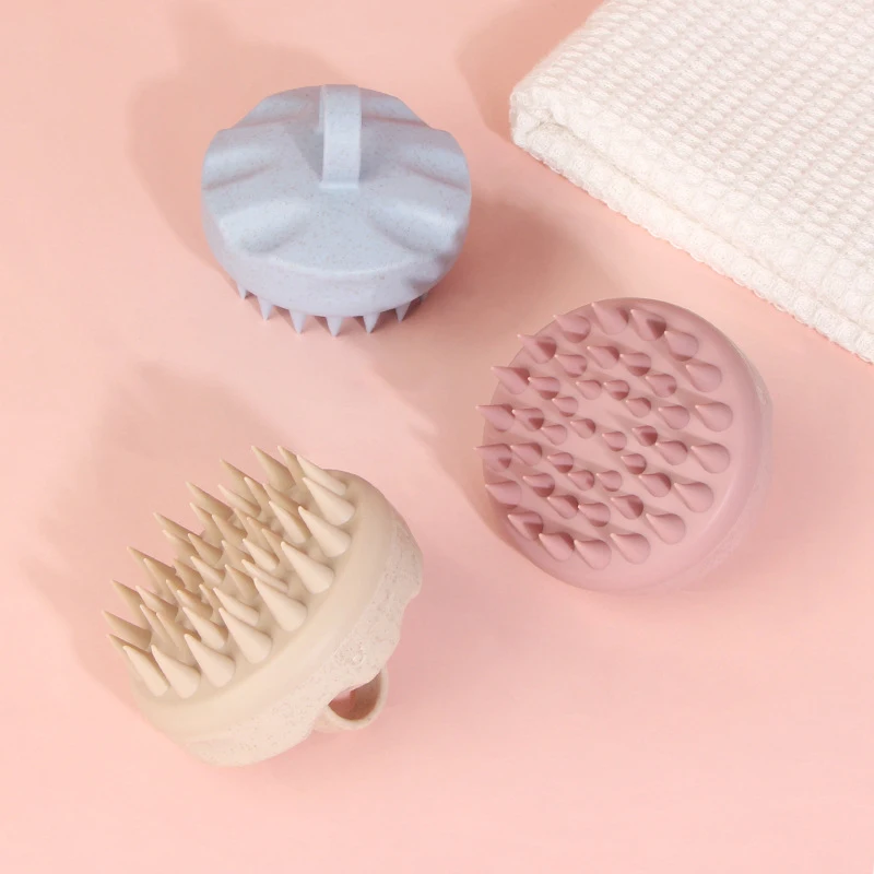 Handheld Eco-friendly Wheat Straw Soft Silicone Scalp Massage Shampoo Brush For Men Women Kid