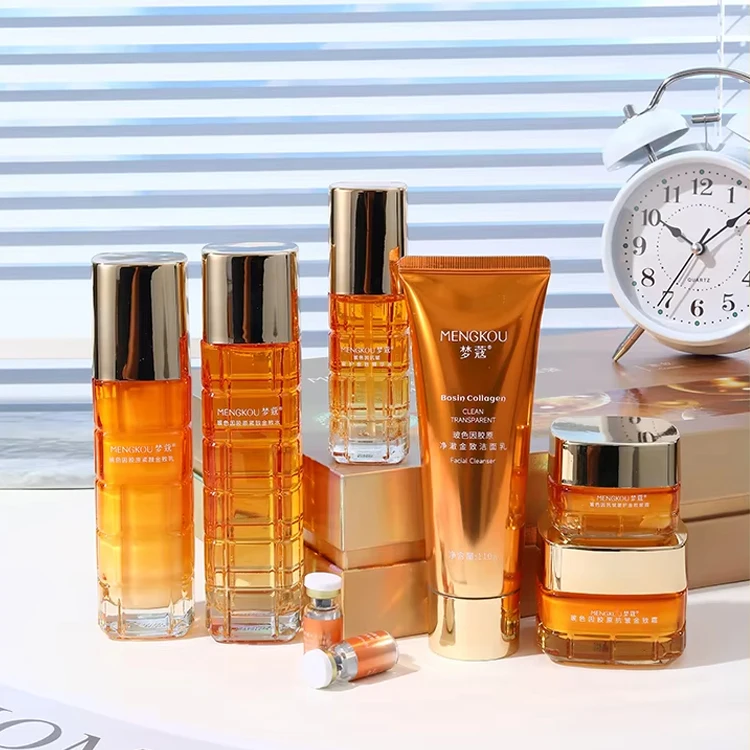 Private Label Custom Logo Skincare Products Anti Aging Firming Gold Whitening Collagen Skin Care Set