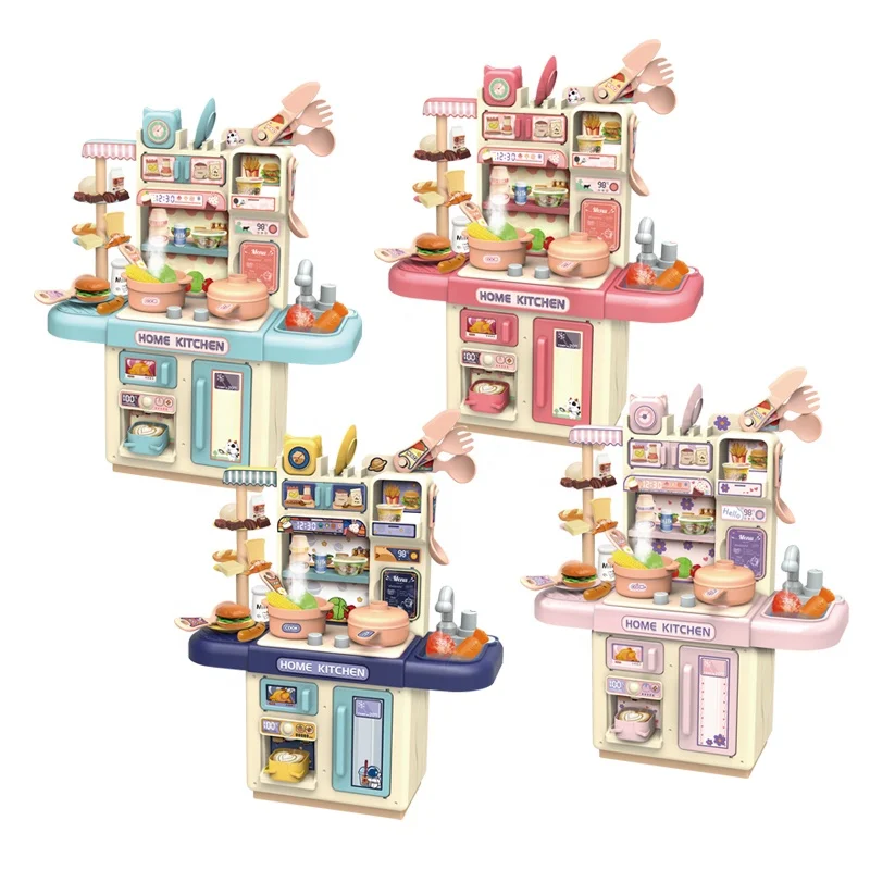 Accessories Play Set Kids Pretend Sinks Simulation Spray Kitchen Toy 34pcs Set OEM Light Spray Kitchen Counter