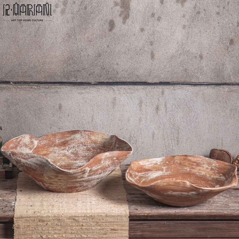 New Design Vintage Style Matte Frosted Art Deco Ceramic Trays Luxury Decorative Fruit Bowl for Table