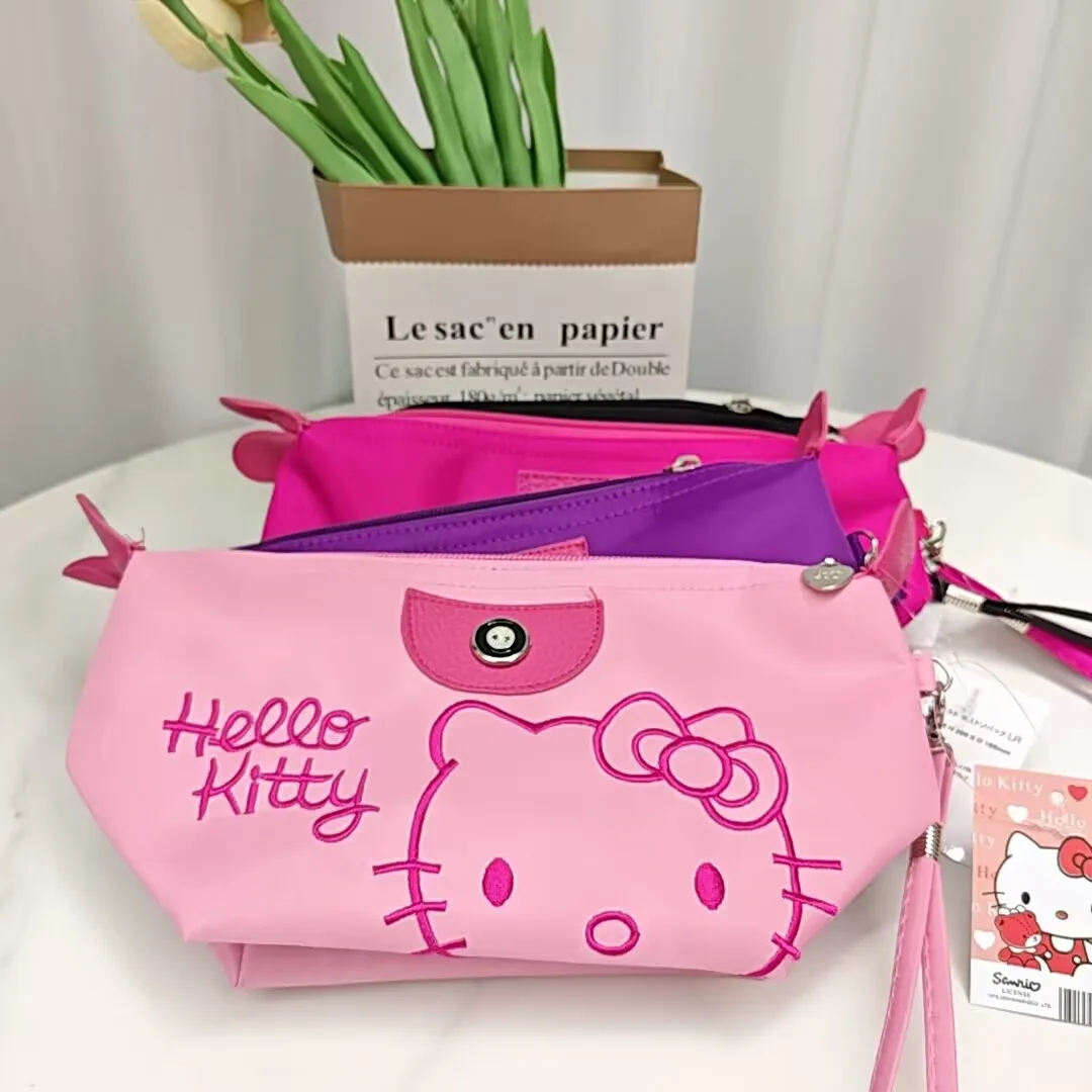 XUX Fashion Kawaii Cat Nylon Makeup Bag PU Girl Outwear Big Capacity Cosmetic Zipper 4 colors