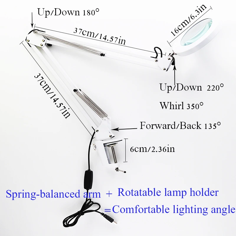 72 LED 10X NEW Illuminated Magnifier USB 3 Colors LED Magnifying Glass for Soldering Iron Repair/Table Lamp/Skincare Beauty Tool