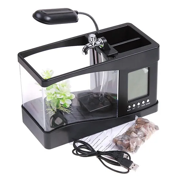 Amaz Hot Sale Desktop usb mini fish tank aquarium with running water 2
