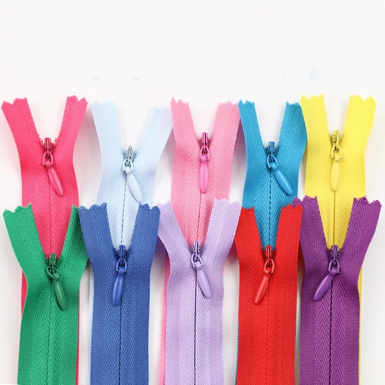 Custom color 3# close end nylon invisible