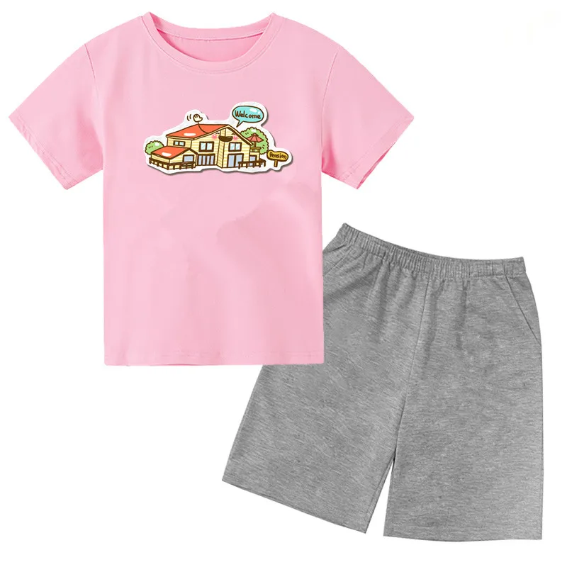 Little girls  boy baby t-shirt  children short sleeve t-shirts suits  kids  clothing sets 12m-6years